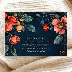 Tarjeta De Agradecimiento Boda de Otoño Floral Gótico