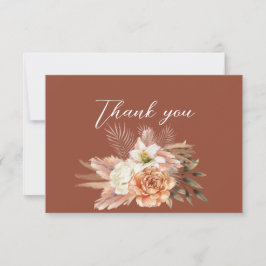 Tarjeta De Agradecimiento Boda de Otoño Floral Rústica