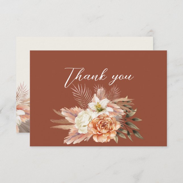 Tarjeta De Agradecimiento Boda de Otoño Floral Rústica  (Anverso / Reverso)