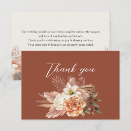 Tarjeta De Agradecimiento Boda de Otoño Floral Rústica