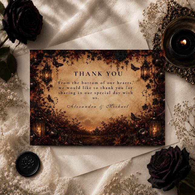 Tarjeta De Agradecimiento Boda de Otoño Gótico Encantado (Subido por el creador)