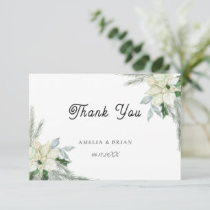 Tarjeta De Agradecimiento Boda de Otoño Invierno Floral Rústico