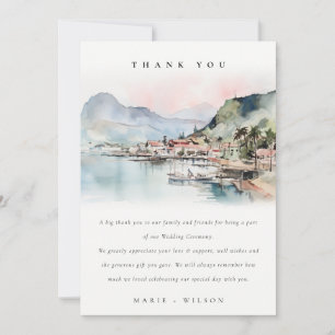 Tarjeta De Agradecimiento Boda de paisaje acuarela de Kauai Hawaii