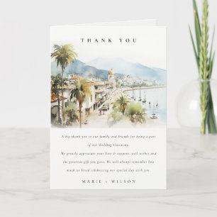Tarjeta De Agradecimiento Boda de paisaje acuarela de Santa Marta Colombia