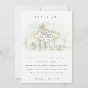 Tarjeta De Agradecimiento Boda de paisaje acuarela Las Vegas Nevada