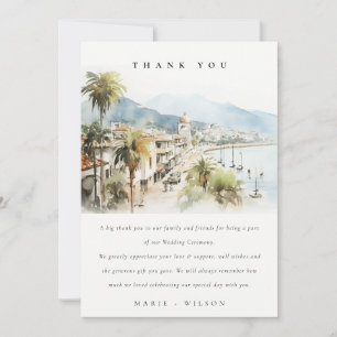 Tarjeta De Agradecimiento Boda de paisaje acuarela Santa Marta Colombia