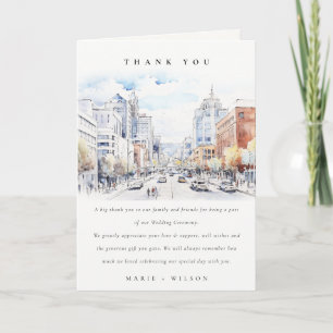Tarjeta De Agradecimiento Boda de paisaje al acuarela de Omaha Nebraska
