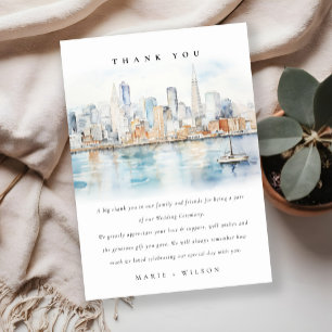 Tarjeta De Agradecimiento Boda de paisaje al acuarela de San Francisco