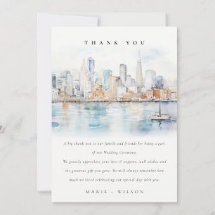 Tarjeta De Agradecimiento Boda de paisaje al acuarela de San Francisco