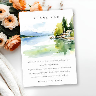 Tarjeta De Agradecimiento Boda de paisaje al acuarela del Lago de Ginebra Su