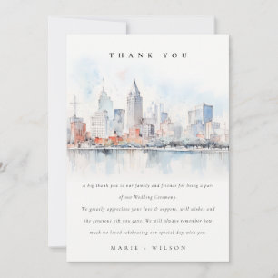 Tarjeta De Agradecimiento Boda de paisaje al agua de Detroit Michigan
