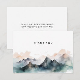 Tarjeta De Agradecimiento Boda de paisaje de montaña acuático moderno
