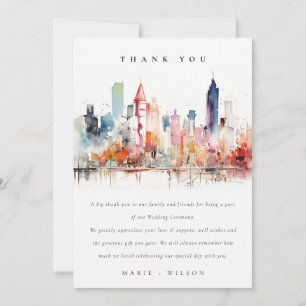 Tarjeta De Agradecimiento Boda de paisaje en acuarela de Chicago Illinois