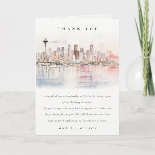 Tarjeta De Agradecimiento Boda de paisaje en acuarela en Seattle, Washington