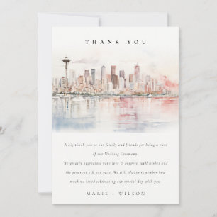 Tarjeta De Agradecimiento Boda de paisaje en acuarela en Seattle, Washington