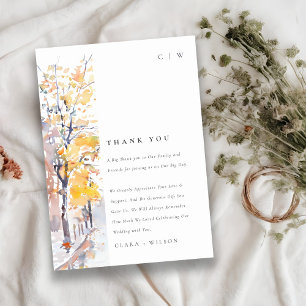 Tarjeta De Agradecimiento Boda de paisajes de otoño de otoño ruidoso pastel
