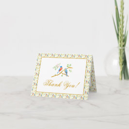 Tarjeta De Agradecimiento Boda de pajaritos azules
