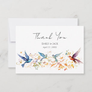 Tarjeta De Agradecimiento Boda de pájaro de primavera fotográfica personaliz