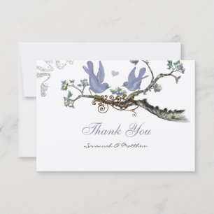 Tarjeta De Agradecimiento Boda de pájaros amarillos lavanda y limón vintage