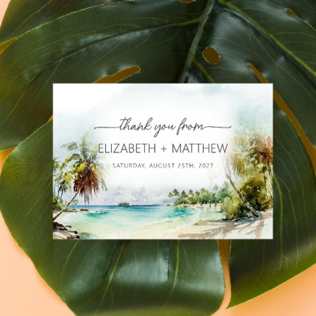 Tarjeta De Agradecimiento Boda de Palmeras Tropicales de Playa Gracias Tarje (Subido por el creador)