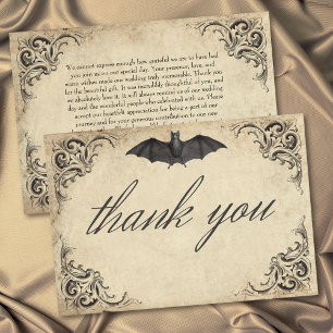 Tarjeta De Agradecimiento Boda de Parchís Negro Vintage Hasta la Muerte