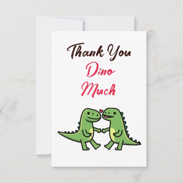 Tarjeta De Agradecimiento Boda de Pareja de Dinosaurios Adorables Gracias (Anverso)