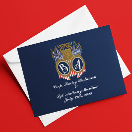 Tarjeta De Agradecimiento Boda de parejas militares de estilo antiguo