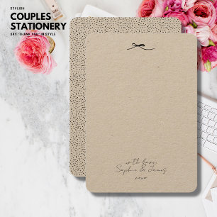 Tarjeta De Agradecimiento Boda de parejas simple minimalista de lazo negro G
