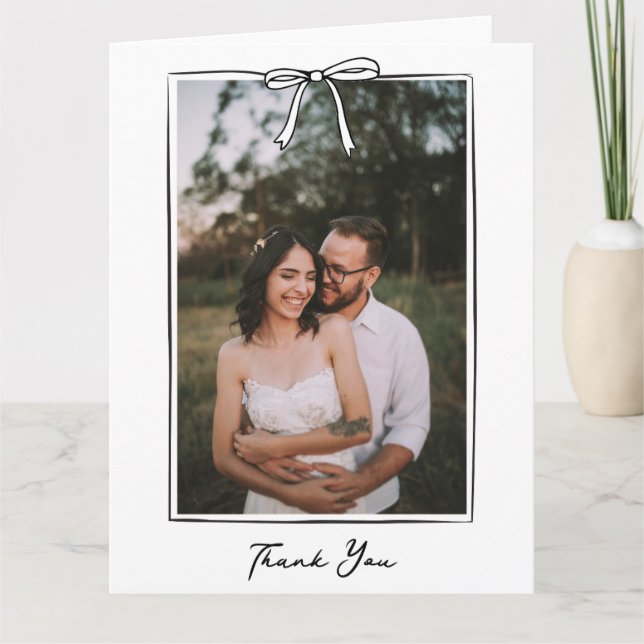 Tarjeta De Agradecimiento Boda de paro manuscrito de Coquette Whimsical (Anverso)