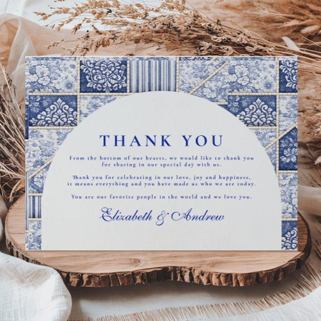 Tarjeta De Agradecimiento Boda de Patchwork Toile Azul Delft (Subido por el creador)