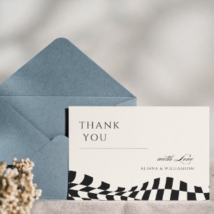 Tarjeta De Agradecimiento Boda de patrón de contrastado de dinero negro anti