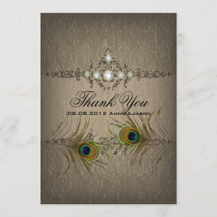 Tarjeta De Agradecimiento Boda de pavo real de la moda Vintage Gracias tarje