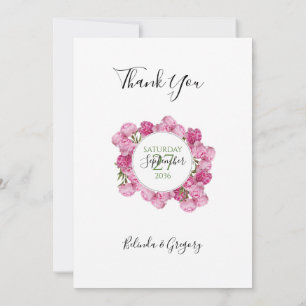 Tarjeta De Agradecimiento Boda de Peonías Rosadas Elegantes
