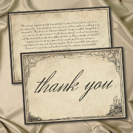 Tarjeta De Agradecimiento Boda de Pergamino de Borde Gótico Medieval Vintage