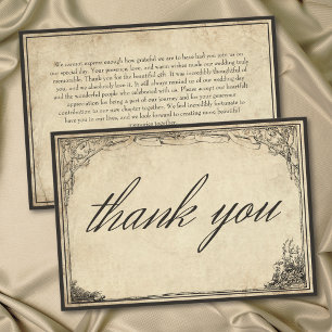 Tarjeta De Agradecimiento Boda de Pergamino de Borde Gótico Medieval Vintage