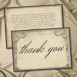 Tarjeta De Agradecimiento Boda de Pergamino de Borde Gótico Medieval Vintage