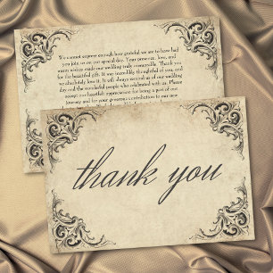 Tarjeta De Agradecimiento Boda de pergamino negro hasta la muerte vintage