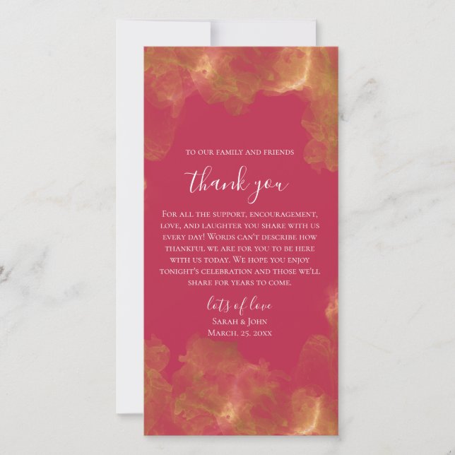 Tarjeta De Agradecimiento Boda de Personalizable Magenta Gold Elegante (Anverso)