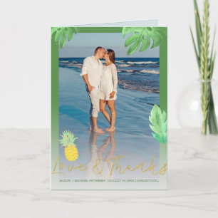 Tarjeta De Agradecimiento Boda de piña tropical verde gracias foto