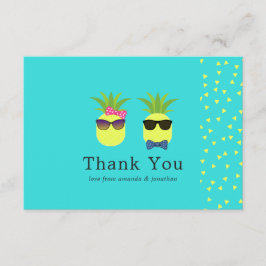 Tarjeta De Agradecimiento Boda de piñas turquesa y limón gracias
