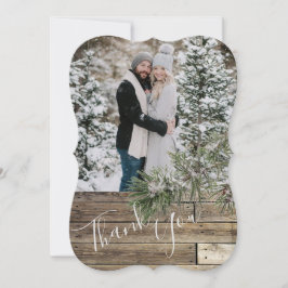 Tarjeta De Agradecimiento Boda de piñones y pinos de invierno