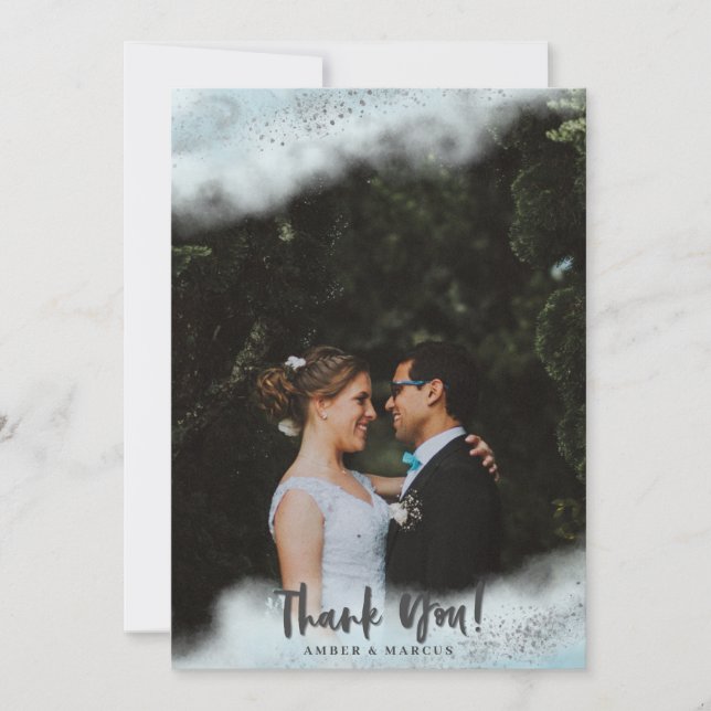 Tarjeta De Agradecimiento Boda de plata azul oco (Anverso)
