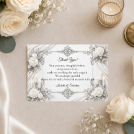 Tarjeta De Agradecimiento Boda de plata marfil sin tiempo Elegancia