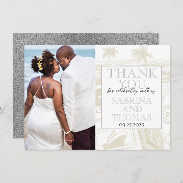 Tarjeta De Agradecimiento Boda de Plata Puerto Rico Gracias (Anverso / Reverso)