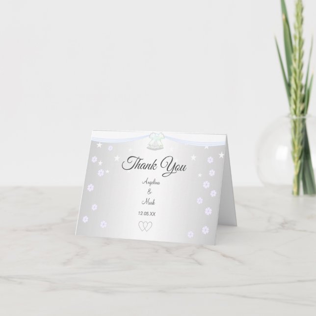 Tarjeta De Agradecimiento Boda de Plata y Blanca (Anverso)