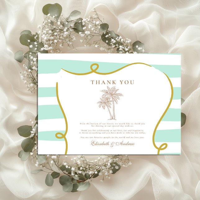 Tarjeta De Agradecimiento Boda de playa a rayas (Subido por el creador)