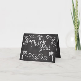 Tarjeta De Agradecimiento Boda de Playa con Palma y Pizarra Gracias