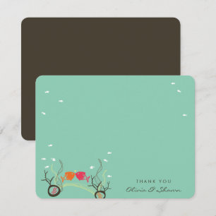 Tarjeta De Agradecimiento Boda De Playa Del Mar De Coral Y Pescados De Beso