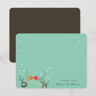 Tarjeta De Agradecimiento Boda De Playa Del Mar De Coral Y Pescados De Beso