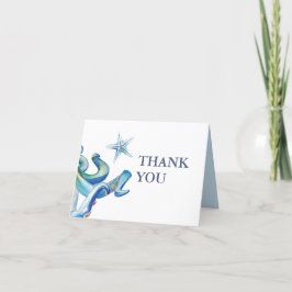 Tarjeta De Agradecimiento Boda de playa doblada Gracias Cartas